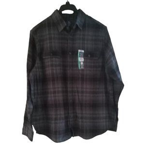 George black and grey plaid flannel shirt, Long sleeves, Men, XL